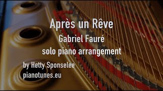 Après un Rêve  Fauré solo piano arrangement by Hetty Sponselee for Pianotunes [upl. by Adnerad]