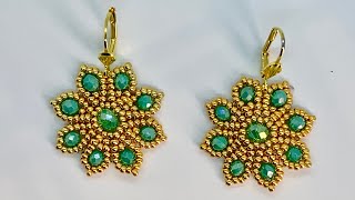 Blomma Earrings 💎 beadingtutorial [upl. by Calloway]