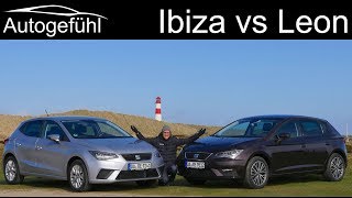 Seat Ibiza vs Seat Leon comparison REVIEW with TGI CNG Erdgas feature  Autogefühl [upl. by Quartis]