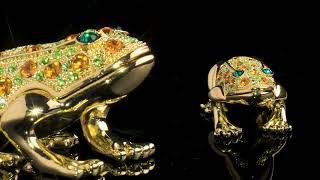 Gold amp Green Frog Trinket Box Decorated with Austrian Crystals by Keren Kopal [upl. by Anali978]