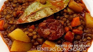 Lentejas con chorizo 🍲😜 Receta de la abuela [upl. by Noicnecsa]