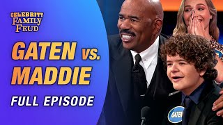 Gaten Matarazzo vs Maddie Ziegler Full Episode  Celebrity Family Feud [upl. by Marcela]