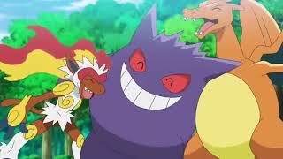 Ashs Gengar Charizard Infernape celebrate victory after Defeating Paul Pokemon journeys [upl. by Aneis]