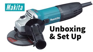 Makita GA4530R Angle Grinder  Unboxing and Setting Up [upl. by Annaegroeg]