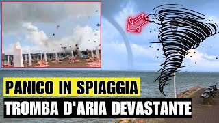 Tromba dAria Panico in spiaggia Ombrelloni e sdraio volano in aria [upl. by Yankee]