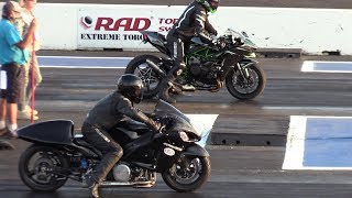 Nitro Hayabusa vs H2 Ninja and GSXR  motorbikes drag racing [upl. by Willumsen]