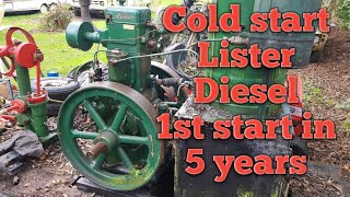 Lister CS Diesel cold start 1st start in 5 years [upl. by Swirsky]