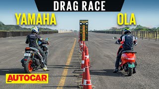 Drag Race Yamaha Aerox 155 vs Ola S1 Pro  Which is Indias fastest scooter  Autocar India [upl. by Daffie]