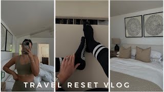 TRAVEL RESET VLOG unpack wash sheets grocery shopping workout September goals [upl. by Vasileior]