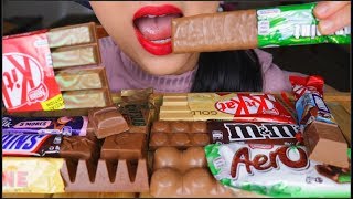 ASMR EATING CHOCOLATE CANDY BARS NUTELLA SNICKERS MILKA ICE CREAM 초코바 초콜릿 DESSERT MUKBANG 먹방 [upl. by Abrams63]