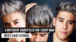 MENS HAIRSTYLES HOW TO STYLE THE MAN FRINGE 3 DIFFERENT WAYS TUTORIAL [upl. by Schrader]