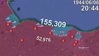 Battle of Normandy DDay in 1 minute using Google Earth [upl. by Neelik]