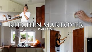 Choosing paint grout restoration hack and choosing window treatments  Kitchen Makeover Part 1 [upl. by Ahsikit]