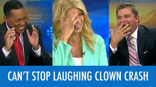 News Anchors Cant Stop Laughing At Clown Report [upl. by Gairc]