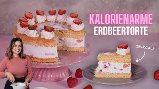 NUR 184KCAL PRO STÜCK 🍓😍 Kalorienarme Erdbeertorte ohne SchnickSchnack [upl. by Iney]