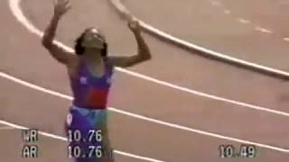 W 100m  Florence GriffithJoyner  1049  Indianapolis USA  1988  World Record [upl. by Lampert367]