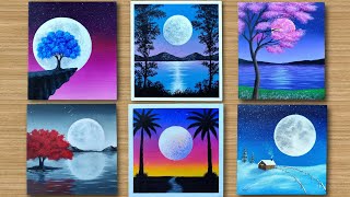 Full Moon Painting  Acrylic Painting for Beginners  STEP by STEP 173  보름달 풍경화 [upl. by Oleta]