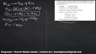 31  Exercice 11  Entropie de Réaction  Thermodynamique SMPC [upl. by Annohsed684]