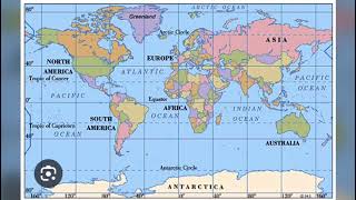 World Map with Continents Oceans  Latitude  Longitude Hemispheres and Coordinates [upl. by Freed]