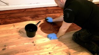 How to Stain a Wooden Floor pro method for DIY [upl. by Nyret141]