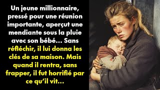 Un jeune millionnaire pressé pour une réunion importante aperçut une mendiante sous la pluie [upl. by Neal]