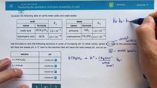 ALEKS  Predicting the Qualitative AcidBase Properties of Salt [upl. by Lechar627]