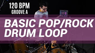 Basic Pop  Rock Drum Loop 120 BPM  The Hybrid Drummer [upl. by Kowal791]