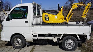 軽トラにPC01を乗り降りさせるだけの動画【KOMATSU世界最小ユンボ】Carry the world smallest excavator with a mini truck【PC01】 [upl. by Karly]