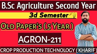 AGRON 211 Crop Production Technology  Kharif Crops  Previous year paper bsc agri 3rd Semester [upl. by Enerahs]