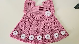 Vestido para Bebe Tejido a Crochet  0 a 3 meses  paso a paso  PATRÓN DE CROCHET [upl. by Idnal]