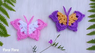 Crochet Butterfly I Crochet Butterfly Applique I Step by Step Tutorial [upl. by Akinar]