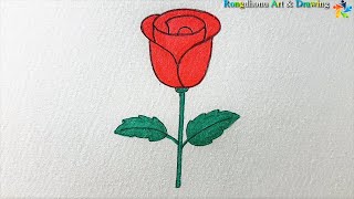 Rose flower drawing techniques 🌷🌷 গোলাপ ফুল আঁকানোর কৌশল 🌷🌷 Easy Painting [upl. by Derwon528]