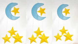 Star and moon wall hanging  wall hanging craft  colour paper craft  paper craft  art and craft [upl. by Luane863]