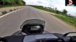 Suzuki Burgman Street 125 Top Speed Braking Test High Speed Stability [upl. by Adest]