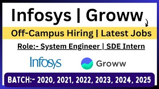 Infosys Hiring 2023 20222020  Groww Hiring 2024 2025 BATCH  Role System Engineer  SDE Intern [upl. by Walford]