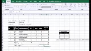 Cara Mencari Nilai IPK Indek Prestasi Mahasiswa Menggunakan Excel 2016 [upl. by Ecylla]