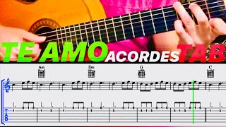 TE AMO  TAB PARTITURA y ACORDES para GUITARRA [upl. by Laius]