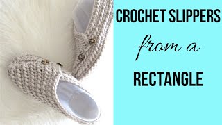 Easy Crochet Slippers from a Rectangle [upl. by Silevi]