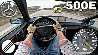 MercedesBenz W124 500E TOP SPEED DRIVE ON GERMAN AUTOBAHN🏎 [upl. by Laise466]