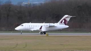 HD Qatar Executive Canadair CL600 take off at GenevaGVALSGG [upl. by Hashum713]