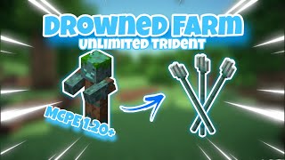 Drowned amp Trident Farm Tutorial MCPE 120 [upl. by Narak]