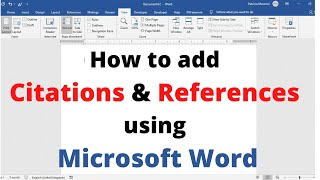 How to add Citations and References using Microsoft Word  Adding Citation and References by MS word [upl. by Presley]