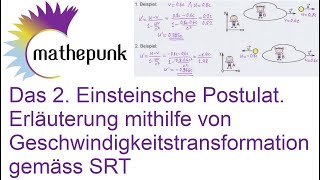 Das 2 Einsteinsche Postulat Erläuterung mithilfe von Geschwindigkeitstransformation gemäss SRT [upl. by Ahtar]