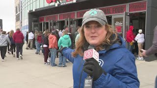 Fans crowd into downtown Cleveland for Womens Final Four [upl. by Lenci]