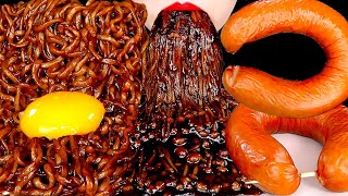 ASMR TRUFFLE BLACK BEAN NOODLES SPICY ENOKI MUSHROOMS 짜장불닭팽이버섯 트러플짜파게티 먹방 MUKBANG EATING SOUNDS 咀嚼音 [upl. by Htebsle]