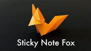 Origami Fox  Sticky Note Origami  Easy Tutorial [upl. by Enajaras]