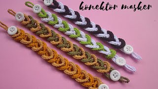 konektor masker rajut motif braid 2 tutotrial easy to make [upl. by Reinold]