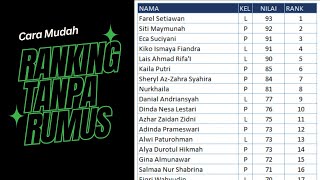 CARA MUDAH MERANKING DI EXCEL TANPA MENGGUNAKAN RUMUS RANK [upl. by Maurreen701]