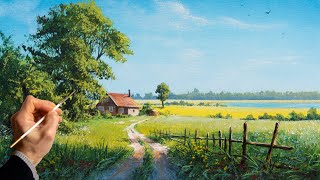 👍 Acrylic Landscape Painting  Spring  Easy Art  Drawing Lessons  Satisfying Relaxing  Акрил [upl. by Dermott]