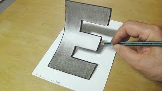 How To Draw 3d Letter E  Easy Trick Art Drawing [upl. by Ayt]